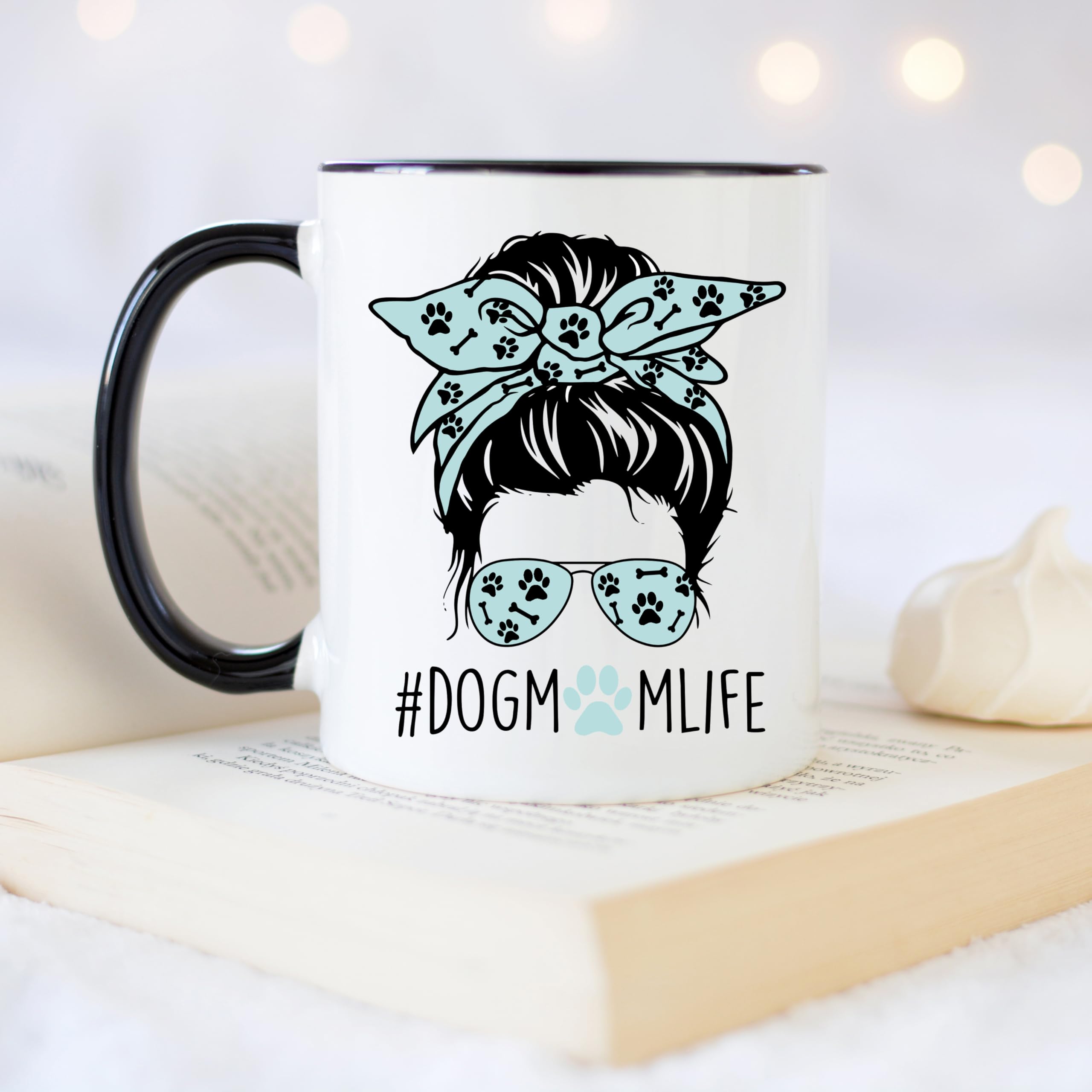 YouNique Designs 11oz Dog Mom Coffee Mug - Best Dog Lover Gift for Women, Black Handle - Perfect for Morning Coffee, Tea, or Office Use