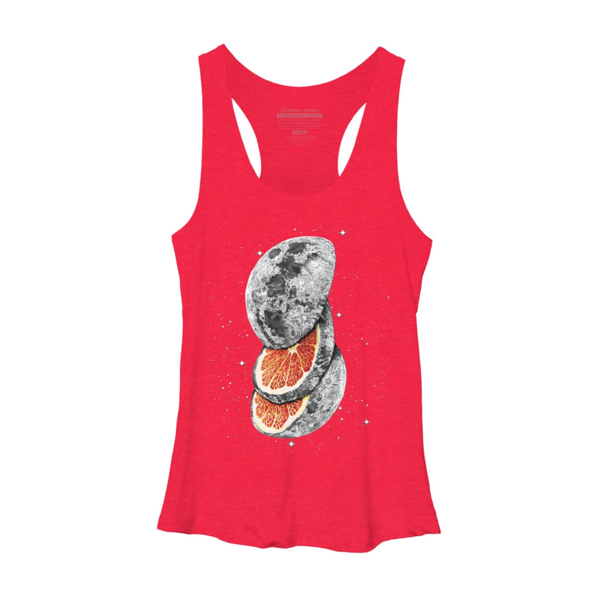 Design By Humans Women's Lunar Fruit by JPOrmiston Racerback Tank Top - Soft Breathable Workout & Yoga Top - Perfect for Gym, Running, and Summer Fashion