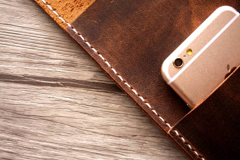 Personalized Distressed Brown Leather iPad Case Sleeve - Custom Name Engraved Protective Cover for iPad Pro/Air/Mini - Perfect for Work, Travel & Daily Use