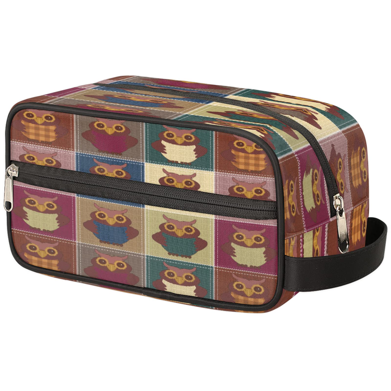 Retro Owl Pattern Travel Toiletry Bag for Women & Men - Waterproof Cosmetic Makeup Organizer with Large Capacity - Perfect for Toiletries, Shaving Accessories & Travel Essentials | Ideal for Vacation, Business Trips & Gym Use
