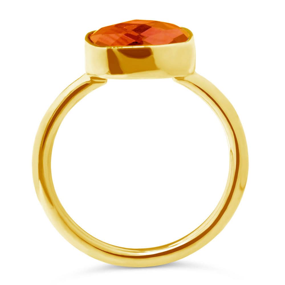 Exquisite Carnelian Cocktail Ring in 14K Gold - Elegant Statement Jewelry for Evening Parties & Special Occasions
