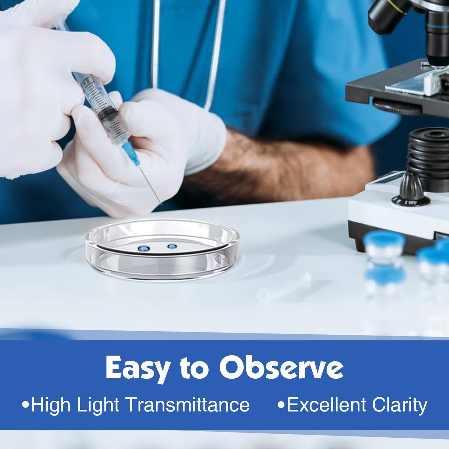 90mm Glass Petri Dishes with Lids - 10 Pcs Autoclavable Lab Petri Plates with Inoculation Loop - Reusable Glass Culture Dishes for Agar Plates, Mushroom Cultivation, Science Projects & Microbiology Experiments - Perfect for Labs, Classrooms & Home Science Kits
