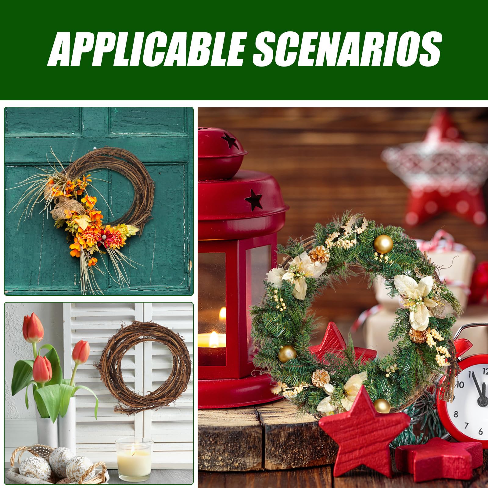 Natural Grapevine Wreath - 15.7ft Twig Garland for DIY Wedding & Home Decor - Perfect for Backdrops & Crafts