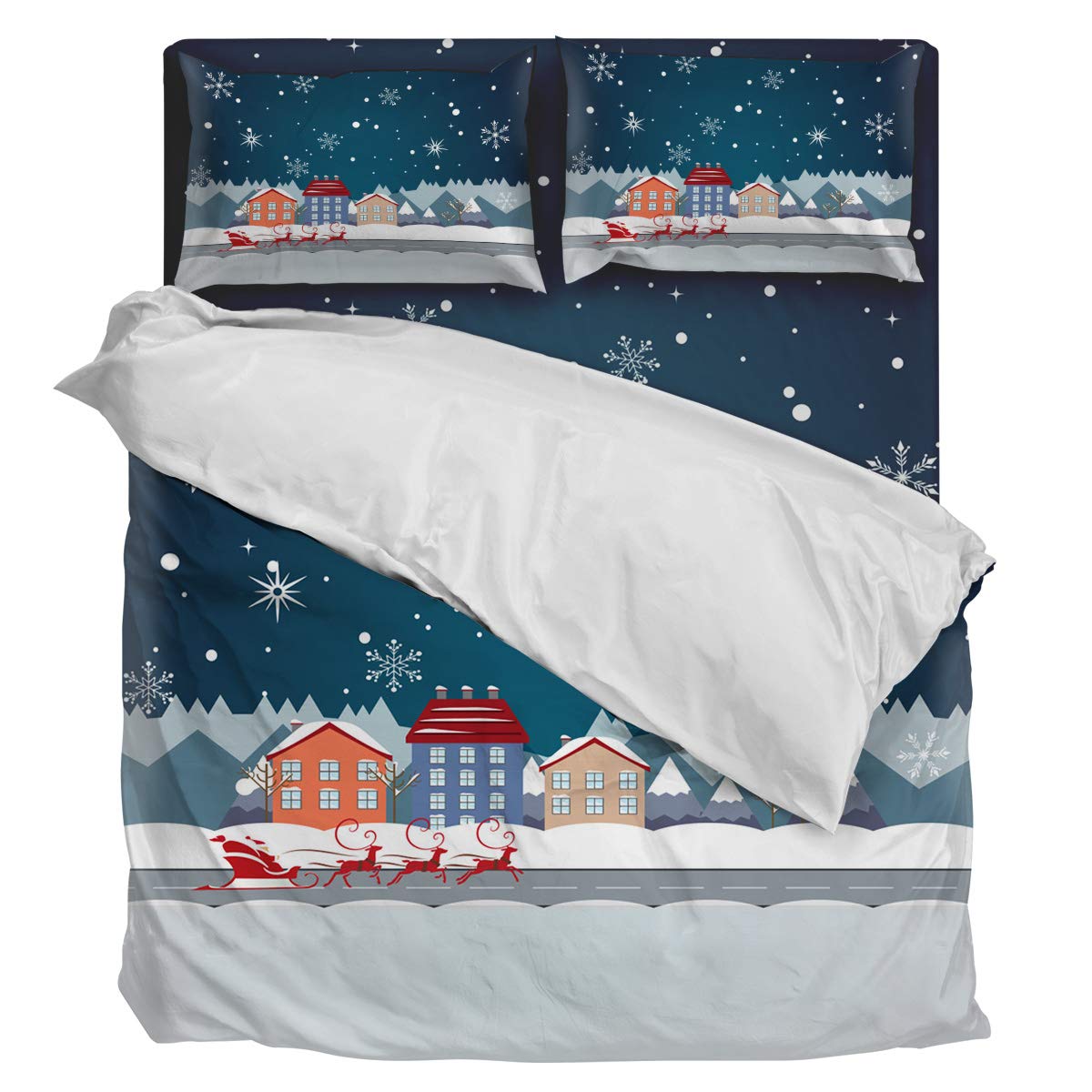 Three Sunflower 4-Piece Twin Size Duvet Cover Set - Luxury Soft Christmas Snowflake Design Bedding (1 Duvet Cover + 1 Sheet + 2 Pillowcases) for Cozy Winter Nights & Holiday Home Decor