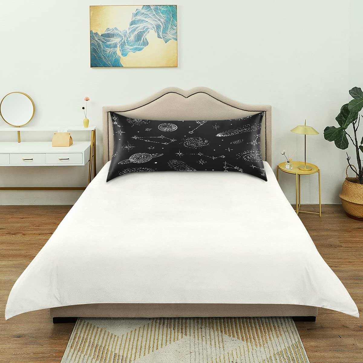 Galaxy Planets Satin Pillowcase - Cooling Standard Size Pillow Cover for Hair & Skin Care, Soft Decorative Pillow Sham with Envelope Closure | Perfect for Bedroom Decor, Gift Idea & Space Theme Lovers