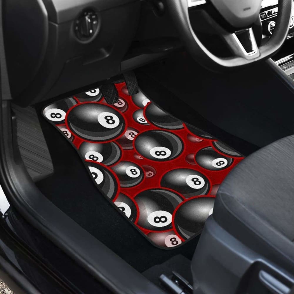 Premium Billiard Ball Pattern Print Car Mats Set of 2 (Front & Back) - Non-Slip Rubber Backing - Universal Fit for Most Vehicles - Perfect for Pool Lovers & Game Room Themed Cars