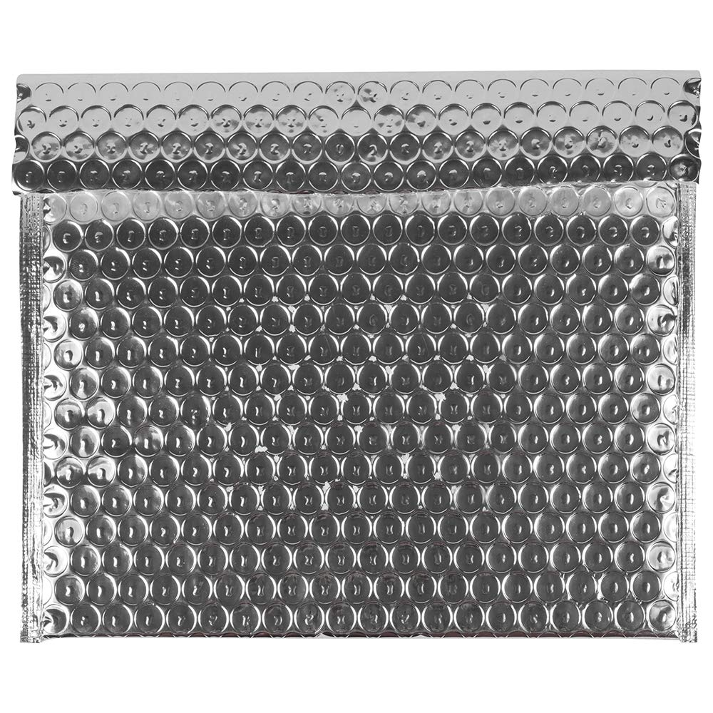 JAM PAPER 7 1/8 x 9 Inch Silver Metallic Bubble Padded Mailers with Hook & Loop Closure - 100 Pack - Protective Shipping Envelopes for Ecommerce, Documents & Gifts