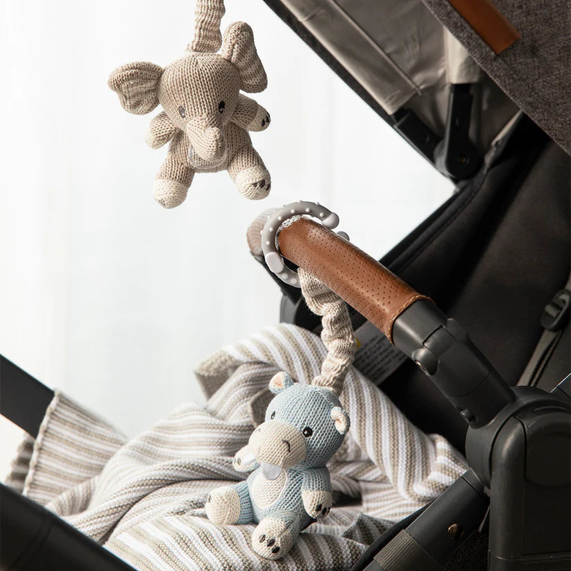 Baby Stroller Toys - Cute Elephant & Hippo Plush Hanging Toys for Newborns & Infants | Perfect for Car Seat, Crib, and Stroller Entertainment