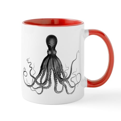 White/Red Inside - Vintage Octopus Mugs