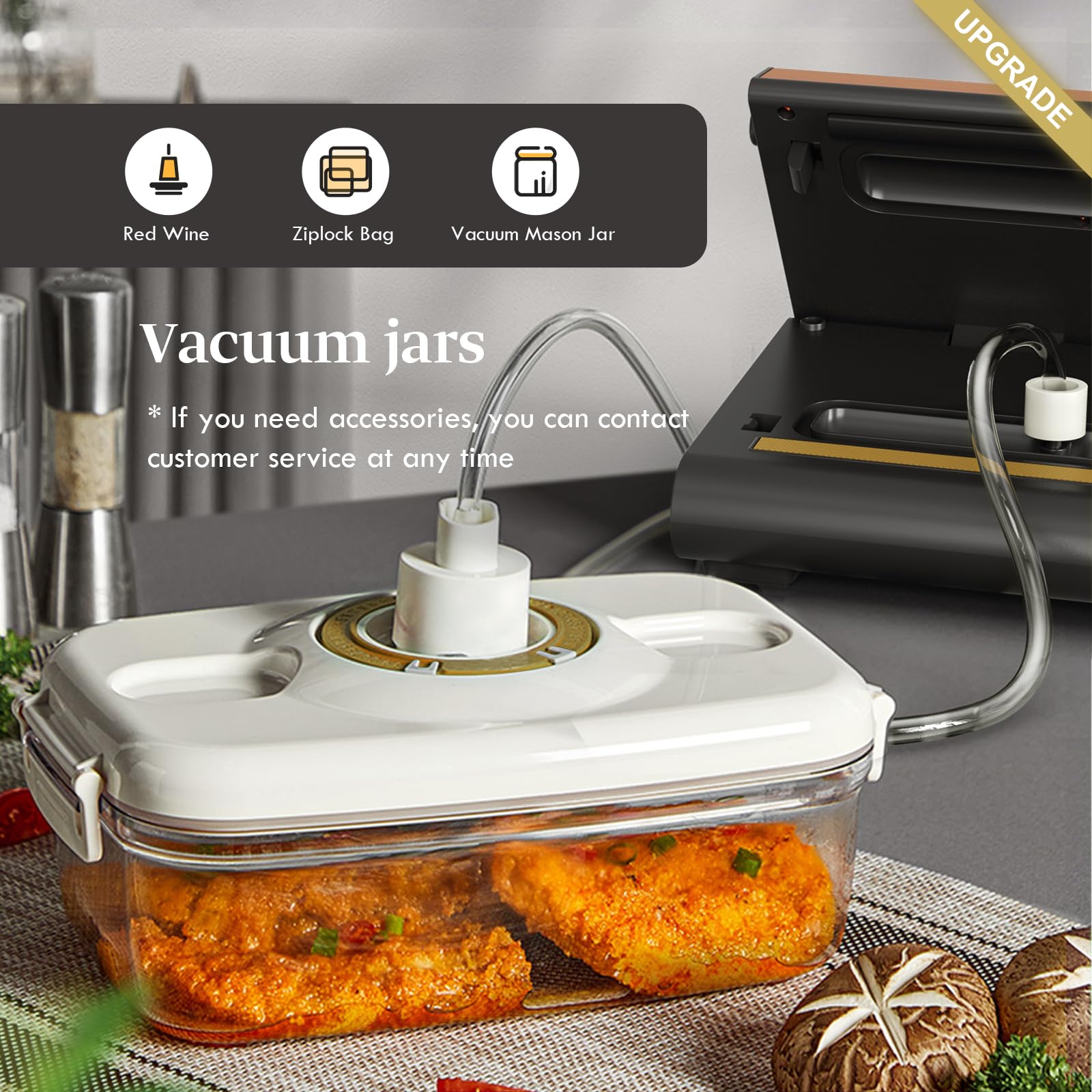 Powerful 90Kpa Vacuum Sealer Machine - 6-in-1 Compact Food Preservation System with Built-in Cutter, 2 Bag Rolls & 5 Pre-cut Bags | Dry & Moist Modes | Smart Suction | ETL Listed (Copper) | Perfect for Meal Prep, Sous Vide, Freezing & Long-Term Food Storage