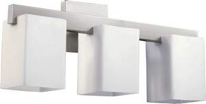 Quorum International 5076-3-65 Modern Vanity Lights with Opal Glass Shades, Satin Nickel Finish - Perfect for Bathroom, Bedroom & Dressing Room Lighting