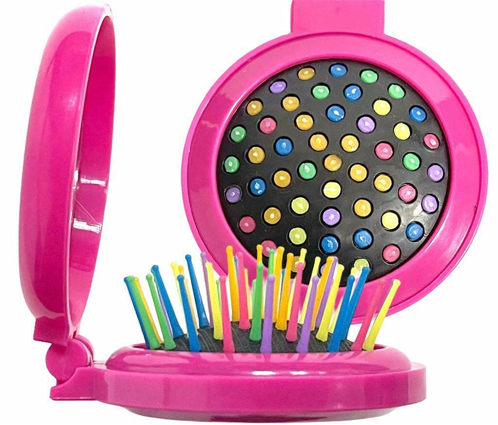 3Pc Portable Travel Hair Brush with Mirror - Pocket & Handbag Size for On-the-Go Styling
