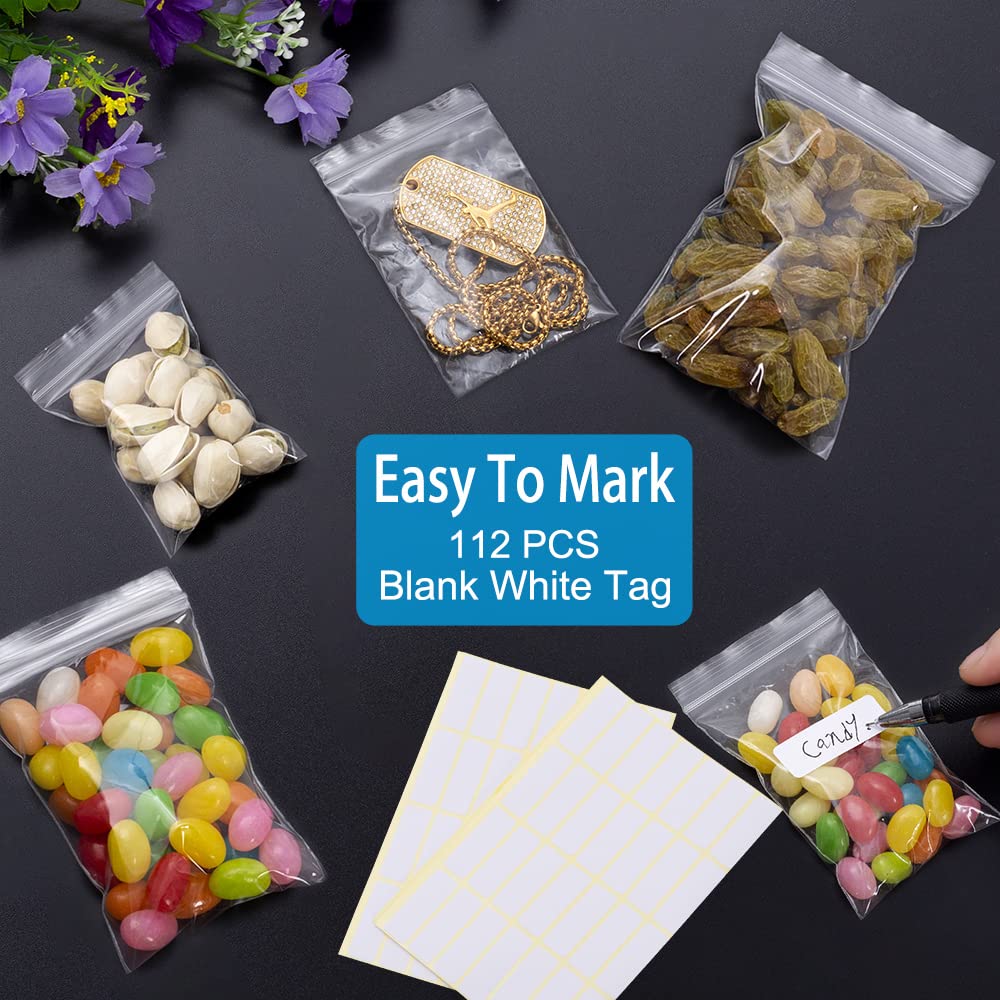 400PCS Small Plastic Bags - 4 Assorted Sizes Mini Resealable Poly Bags for Jewelry, Pills, Beads & Craft Storage | Clear Reclosable Baggies for Organizing, Travel & DIY Projects