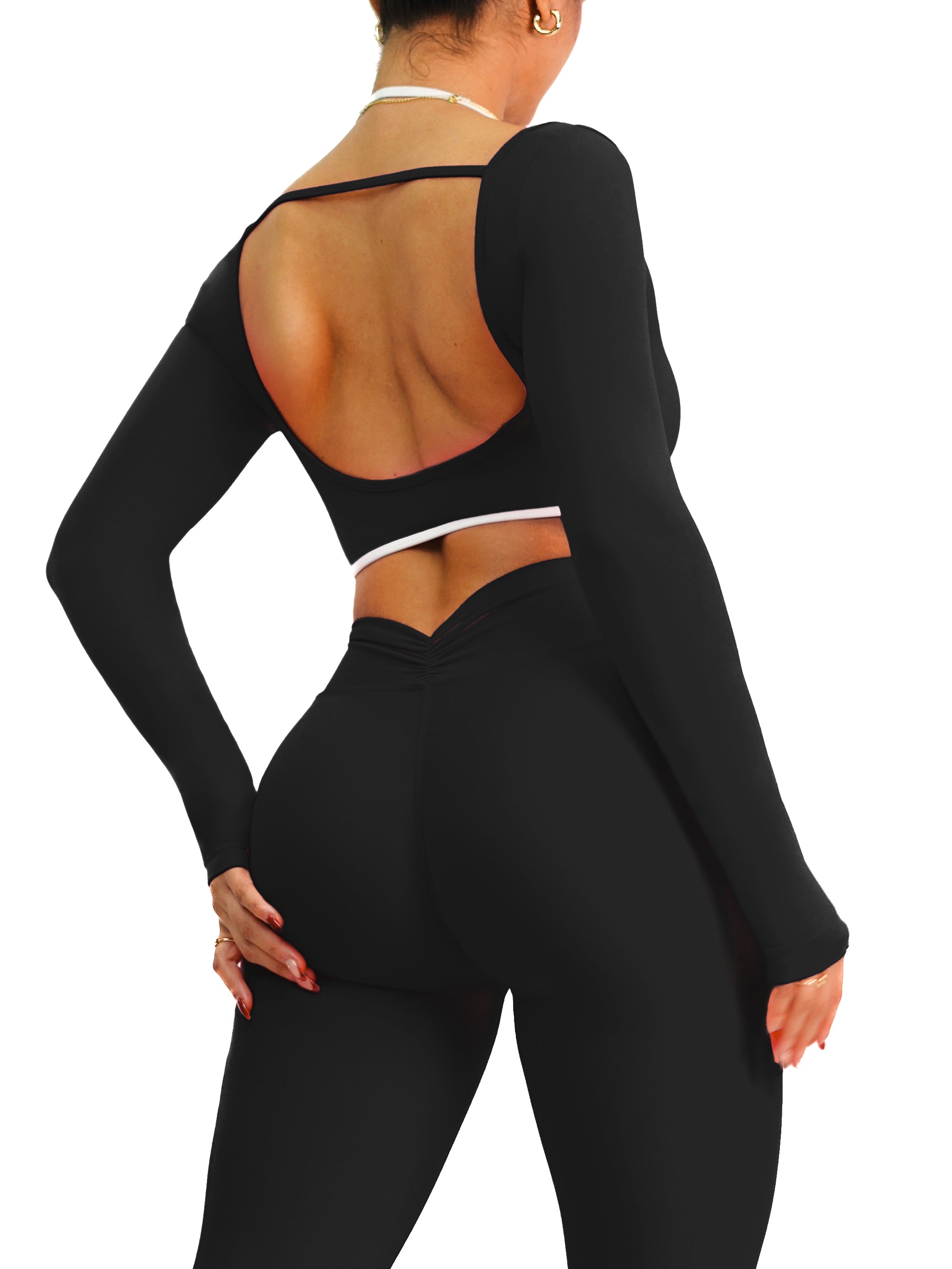 Stylish Couture Long Sleeve Sports Top for Women - Black - Perfect for Yoga, Running & Gym Workouts
