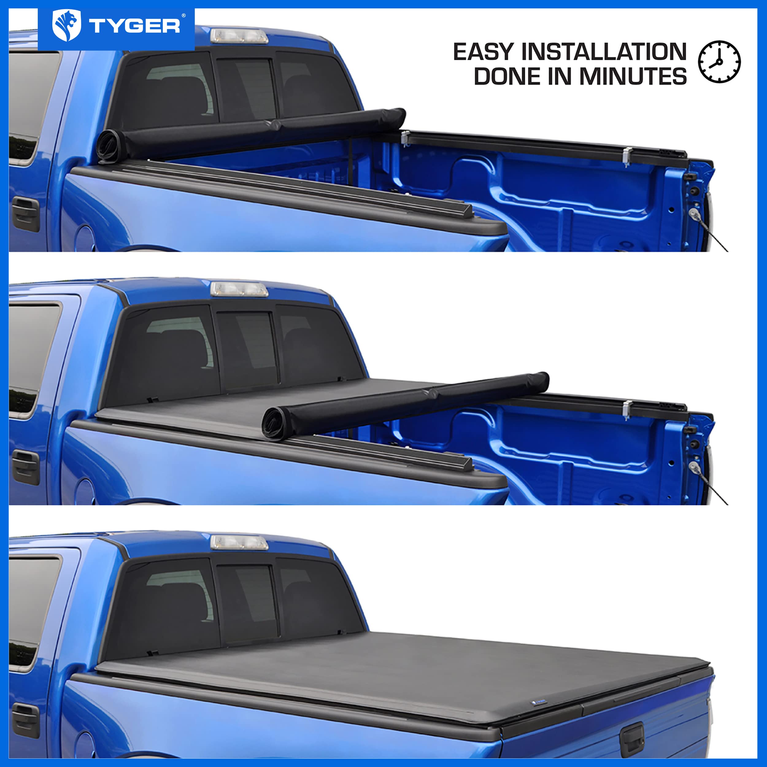 Tyger Auto T1 Soft Roll-Up Truck Bed Tonneau Cover for 2020-2025 Chevy Silverado & GMC Sierra 2500/3500HD | 6'10