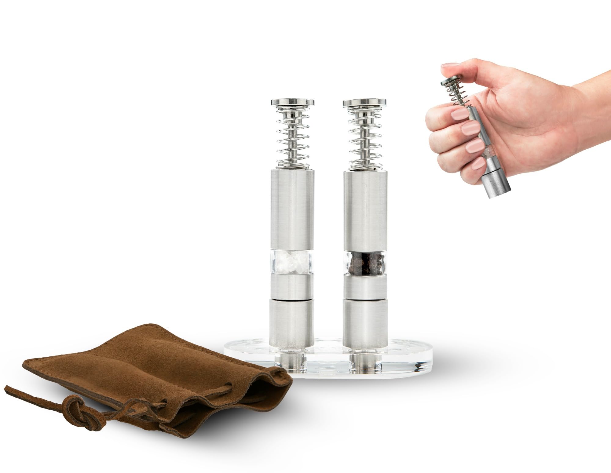 Premium Travel Salt and Pepper Grinder Set - Compact Spice Mill for Gourmet Seasoning On-The-Go | Perfect for Camping, Picnics, and Outdoor Dining