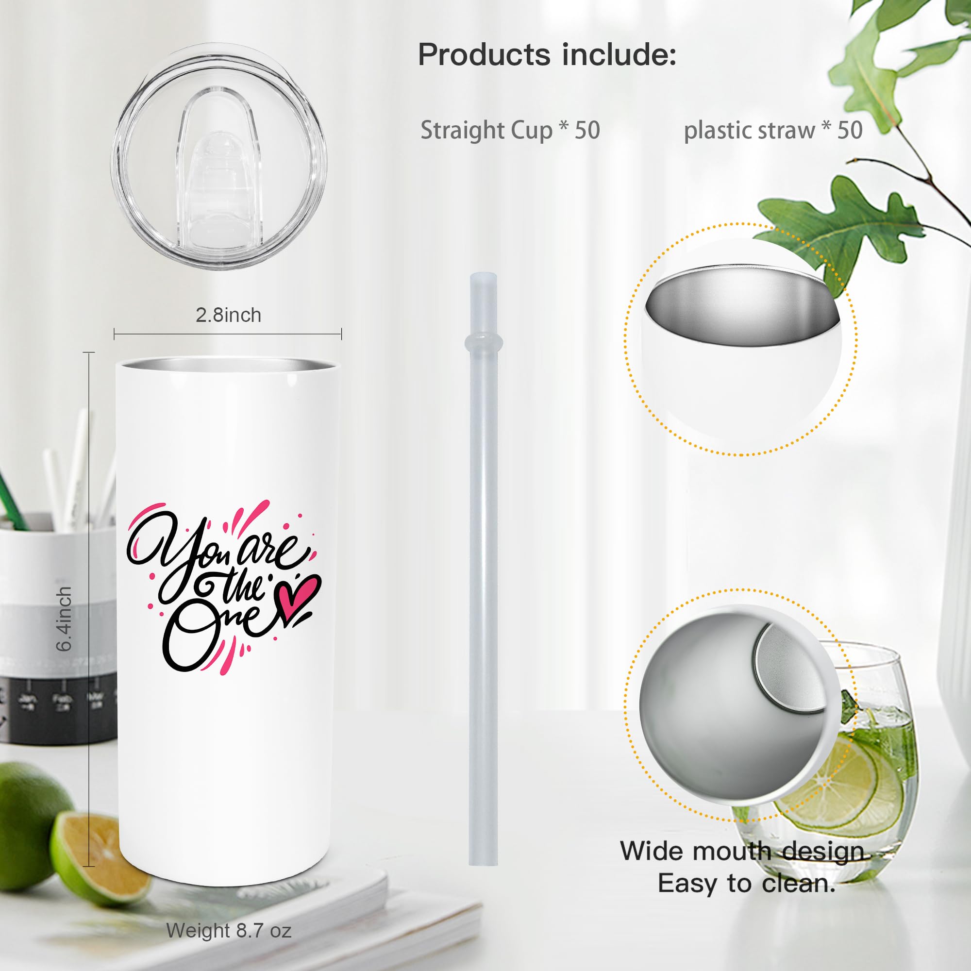 15oz Sublimation Blank Skinny Tumblers 25-Pack with Lids & Straws - Stainless Steel Insulated Travel Mug, Double Wall Vacuum Cup for Coffee, Juice & Cold Drinks - Perfect for Gym, Office, Hiking & Outdoor Activities