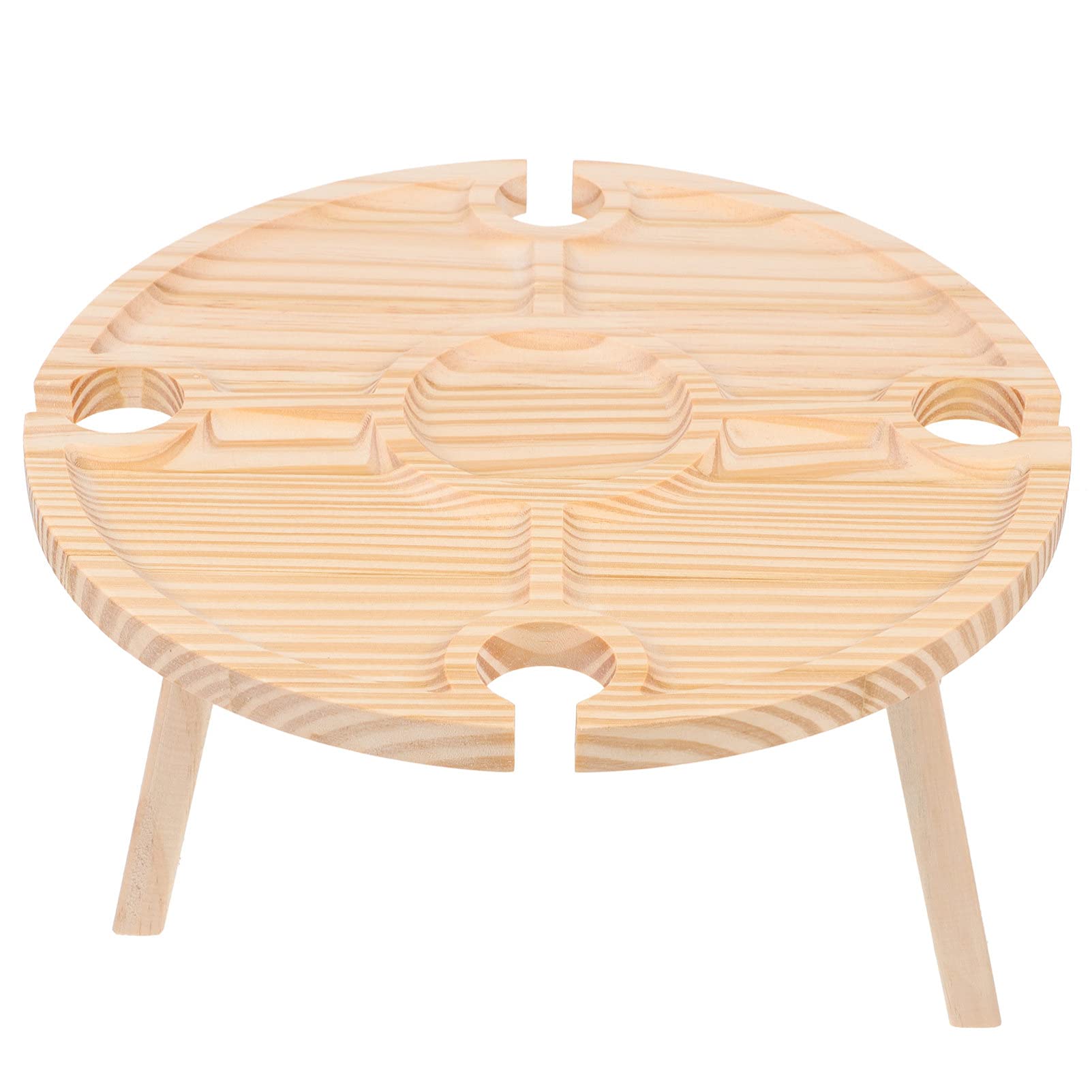 Portable Folding Wooden Picnic Table with Serving Plates - Outdoor Dining & Wine Party