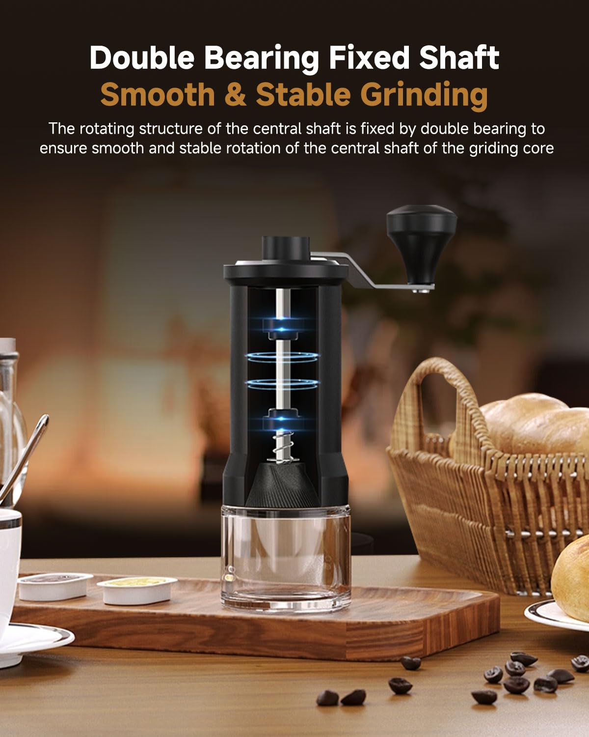 Premium Manual Coffee Grinder with Ceramic Conical Burr - 30 Adjustable Settings for Espresso, French Press & Pour Over | Portable Hand Crank Mill for Home, Camping & Travel | Perfect Gift for Coffee Lovers