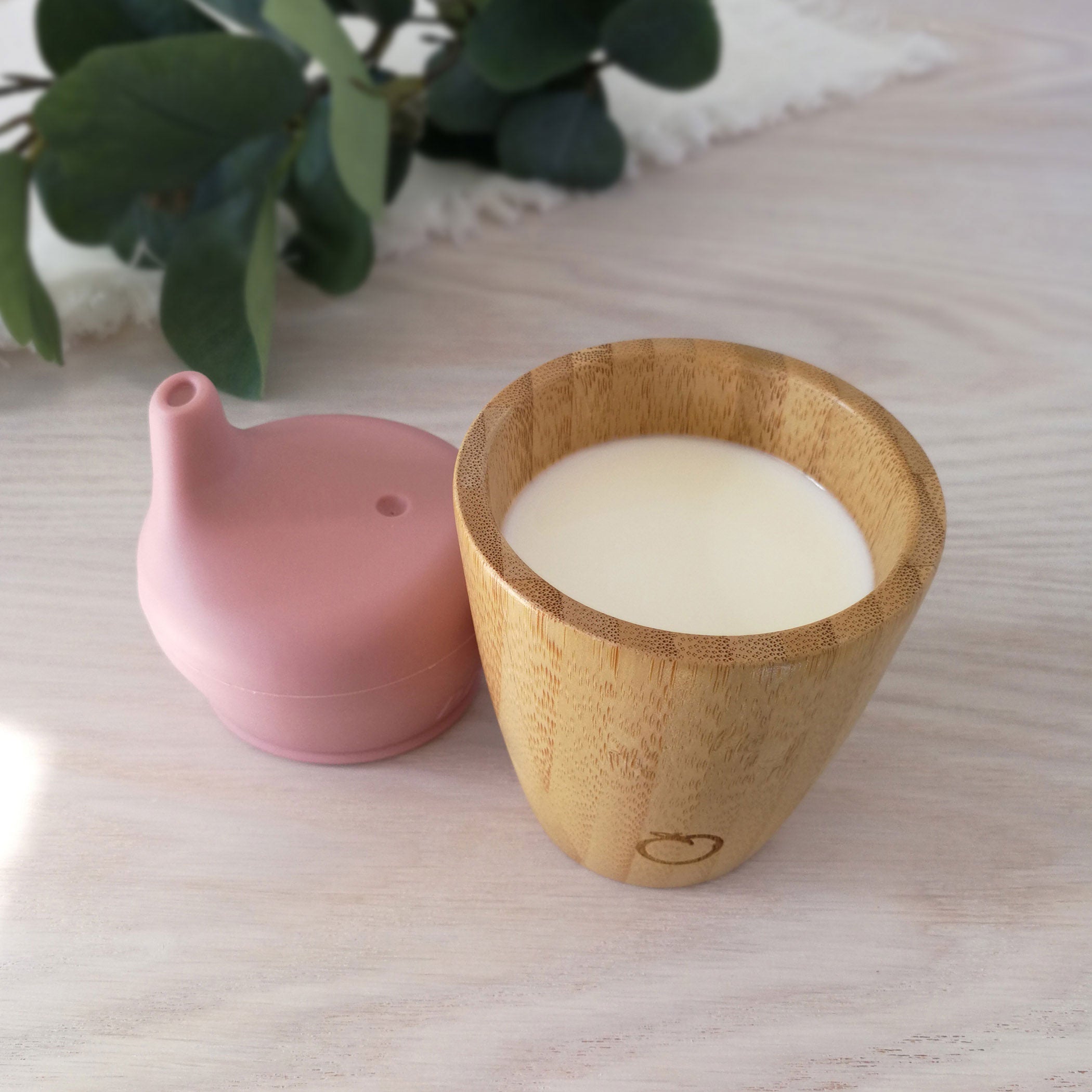 Plum Bamboo and Silicone Sippy Cup for Toddlers - Eco-Friendly, Leak-Proof Baby Drinking Cup with Dusty Berry Color - Perfect for Home, Travel, and Daycare Use