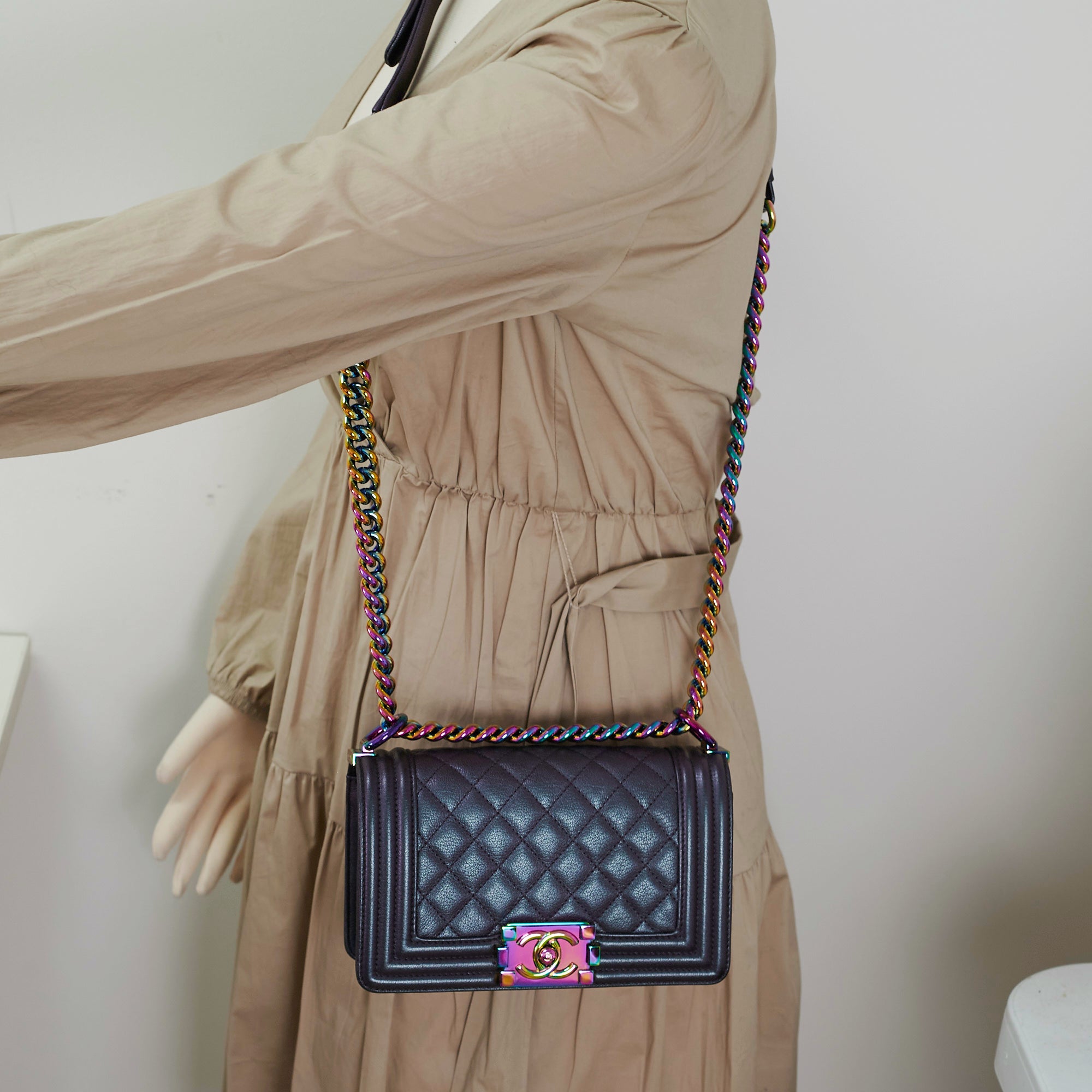 Chanel Small Boy Mermaid Iridescent Purple Shoulder Bag - Luxury Designer Crossbody Purse for Women | Perfect for Evening Parties, Date Nights & Special Occasions