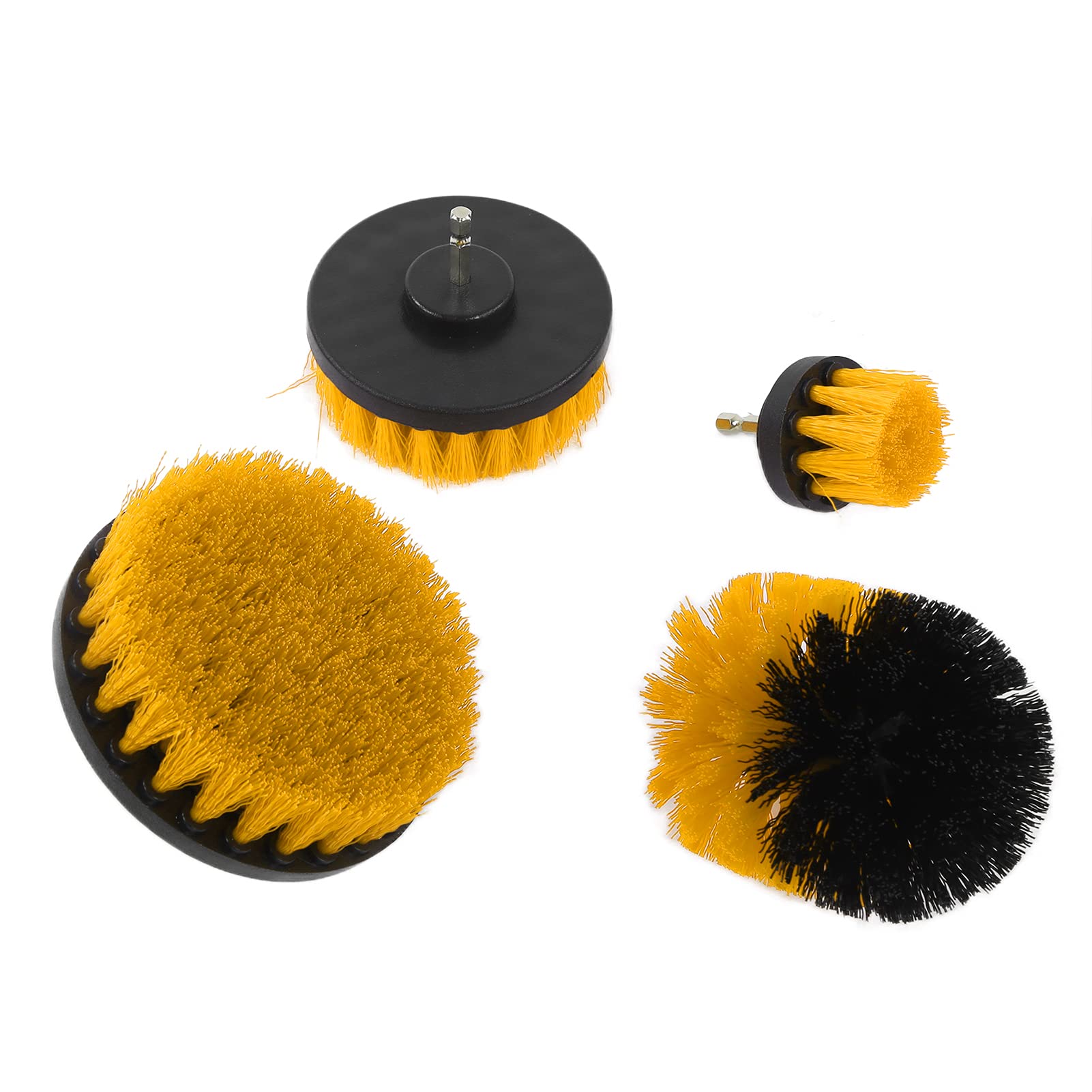 **Power Drill Brush Attachments Set - 4pcs Scrubber Brushes for Deep Cleaning Cars, Trucks & Motorcycles (Red & Yellow) - Ideal for Auto Detailing, Bathroom & Kitchen Cleaning**
