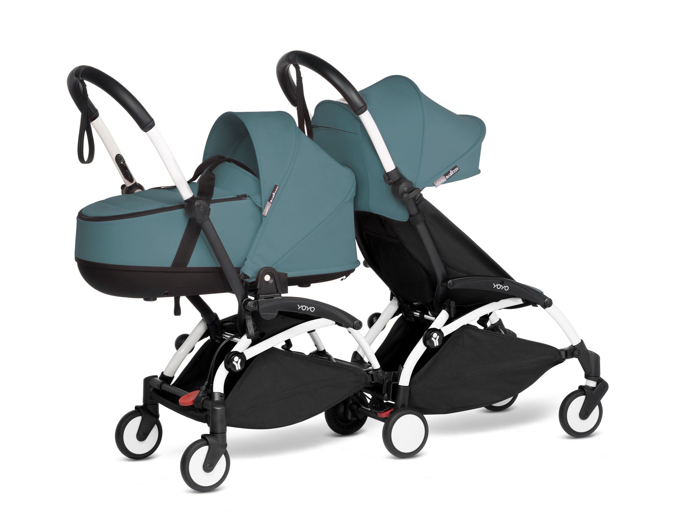 Stokke YOYO 3 Double Stroller for Twins - 6+ Months Front Seat with Bassinet Back - Lightweight Compact Travel Stroller for City Walks & Airplane Travel