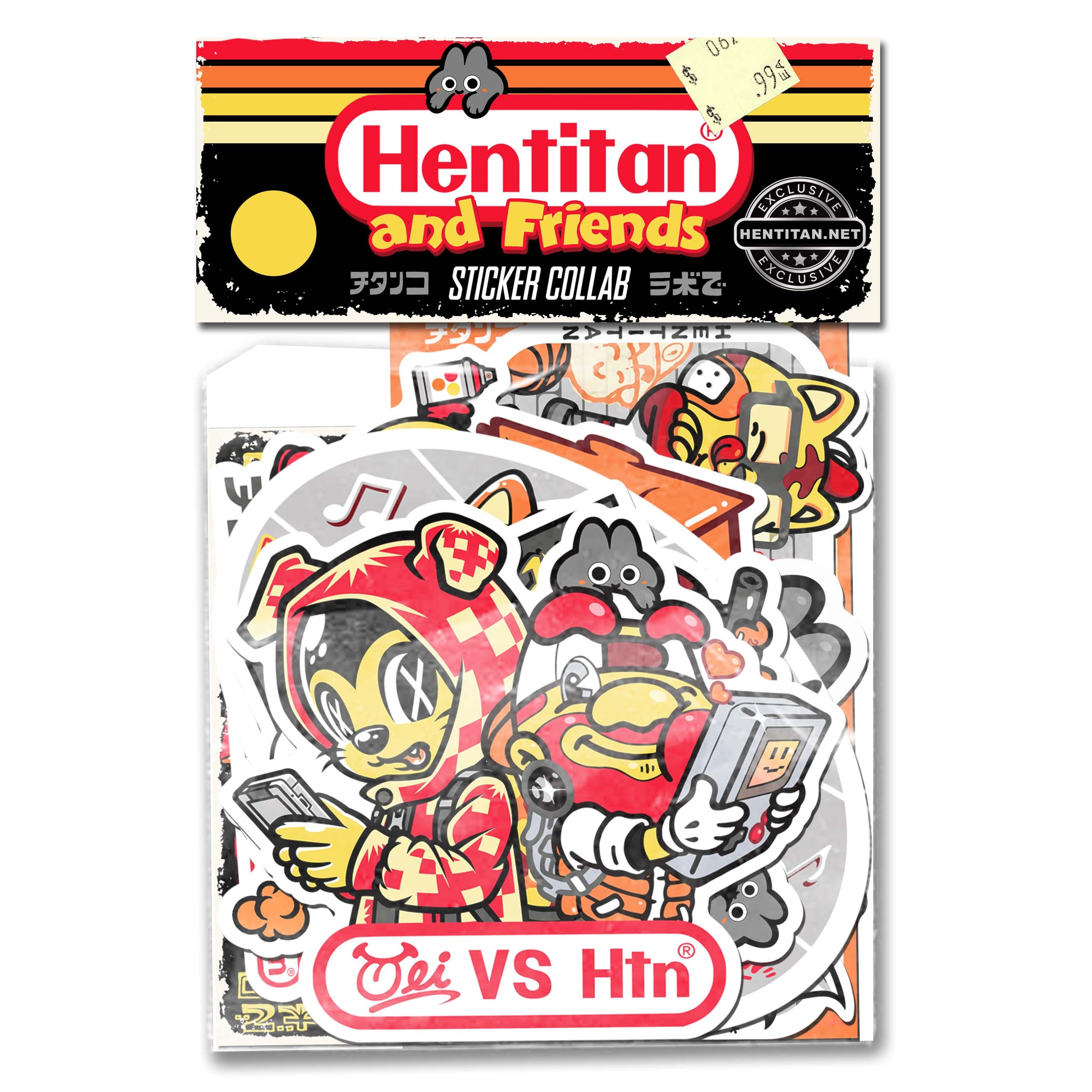 Hentitan and Friends Yellow Sticker Pack - 50pcs Waterproof Vinyl Decals for Laptops, Water Bottles & DIY Crafts - Fun Kawaii Stickers for Kids Room Decor, Scrapbooking & Journaling