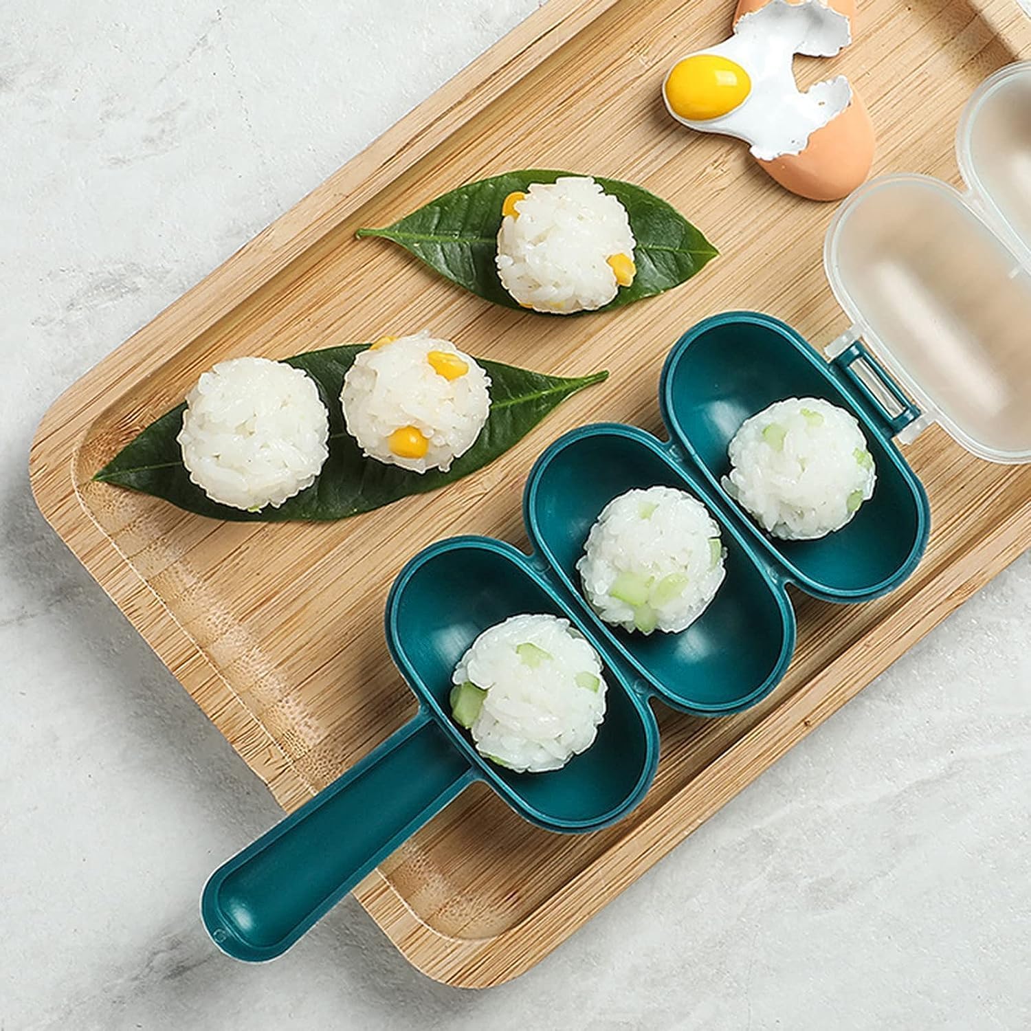 Premium Blue Rice Ball Maker Kit - Easy Shake & Mold for Perfect Onigiri, Sushi Plates & DIY Japanese Cooking | Great for Bento Boxes, Party Snacks & Home Meal Prep