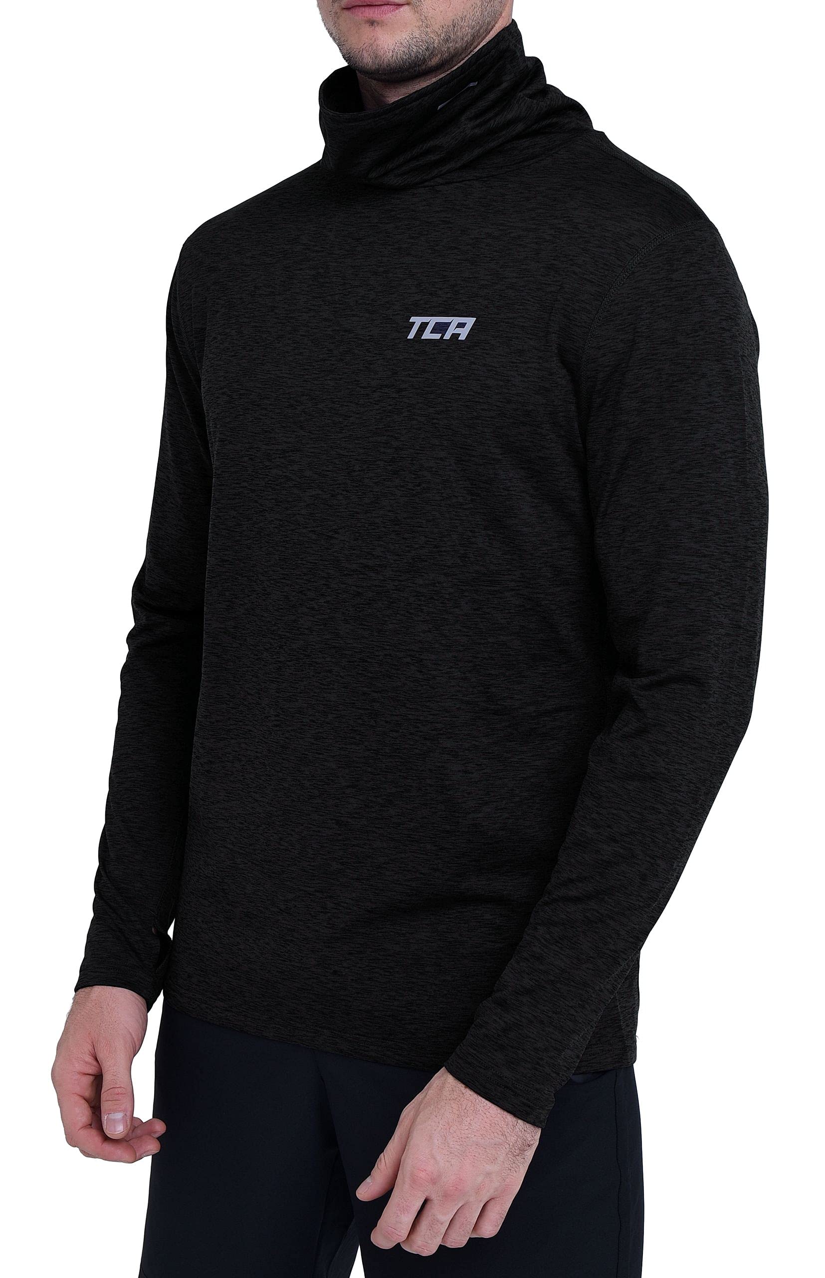 TCA Men's Thermal Running Shirt - Funnel Neck Warm-Up Top for Cold Weather Jogging & Outdoor Workouts