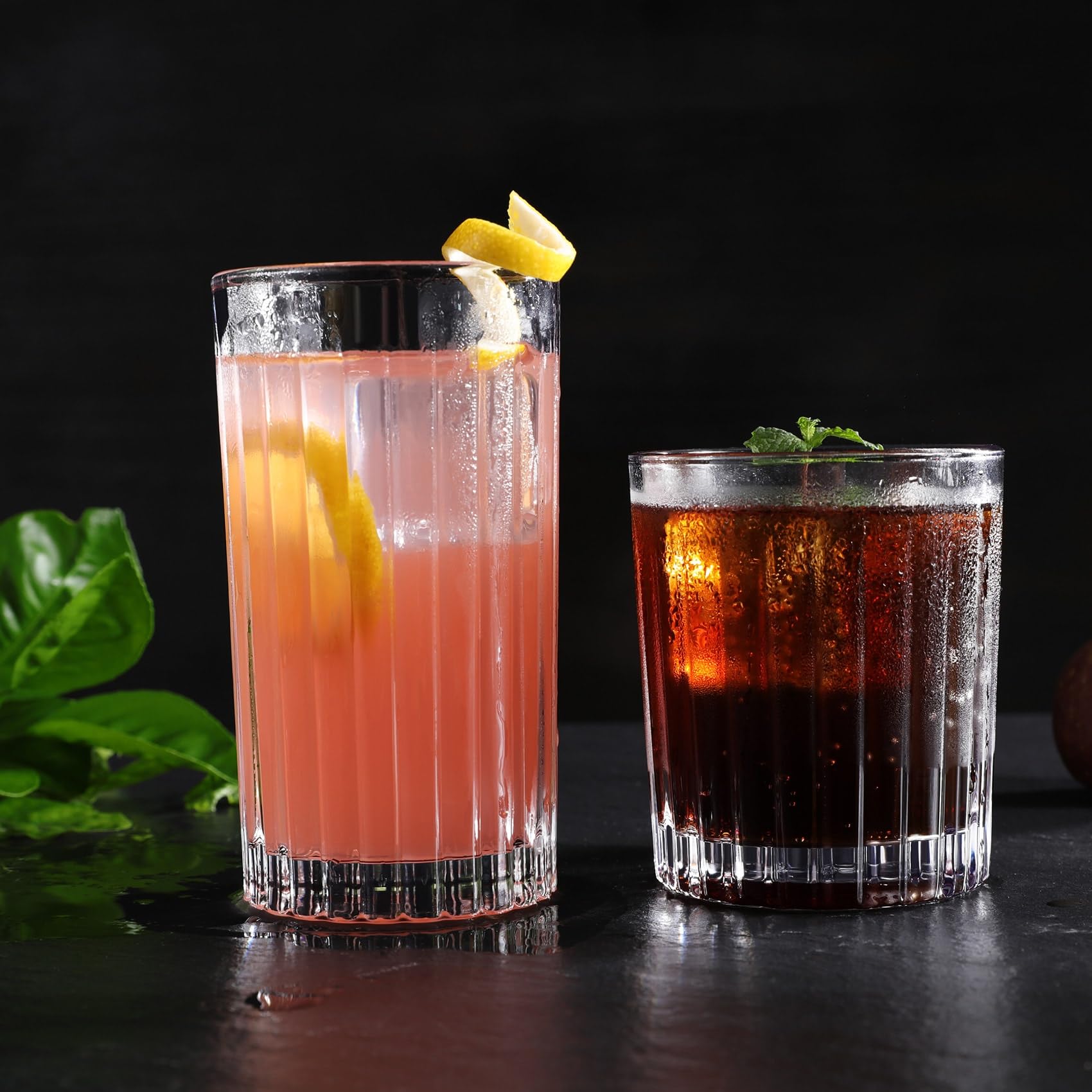 Premium 13.5oz Highball Glasses Set of 6 - Lead-Free Crystal Drinking Glasses for Water, Mojitos & Cocktails - Elegant Tall Barware for Home Entertaining & Restaurant Use