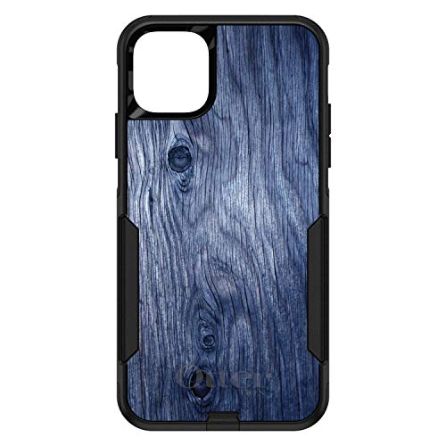 Dark Blue Weathered Wood Grain Print On Black Case