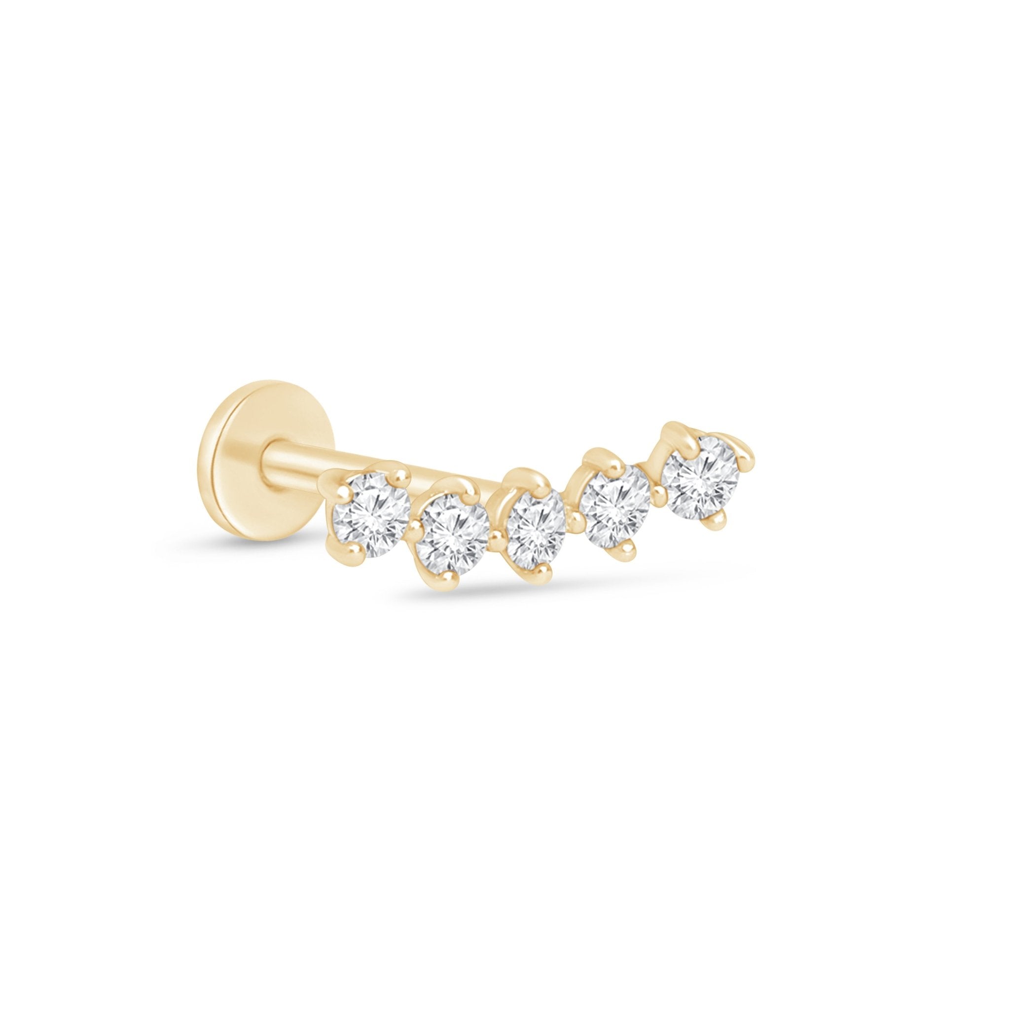 14K Yellow Gold Diamond Constellation Ear Climber Flat Back Stud Earrings - Perfect for Parties, Weddings & Everyday Elegance