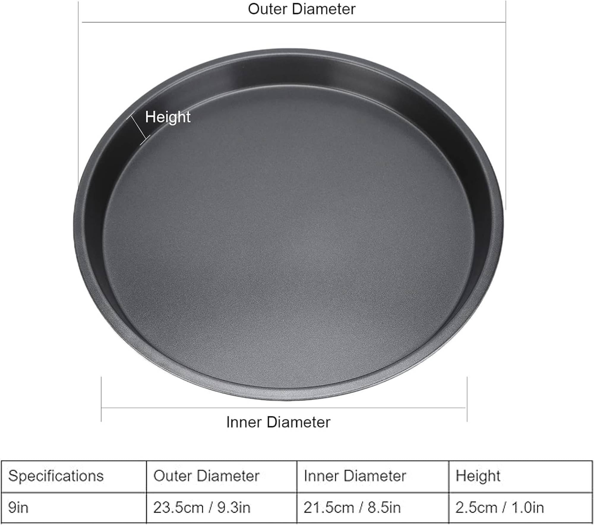 9 Inch Non-Stick Carbon Steel Pizza Pan with Teflon Coating - Oven, Microwave & OTG Safe Bakeware - Perfect for Homemade Pizza, Baking Bread & Roasting Vegetables
