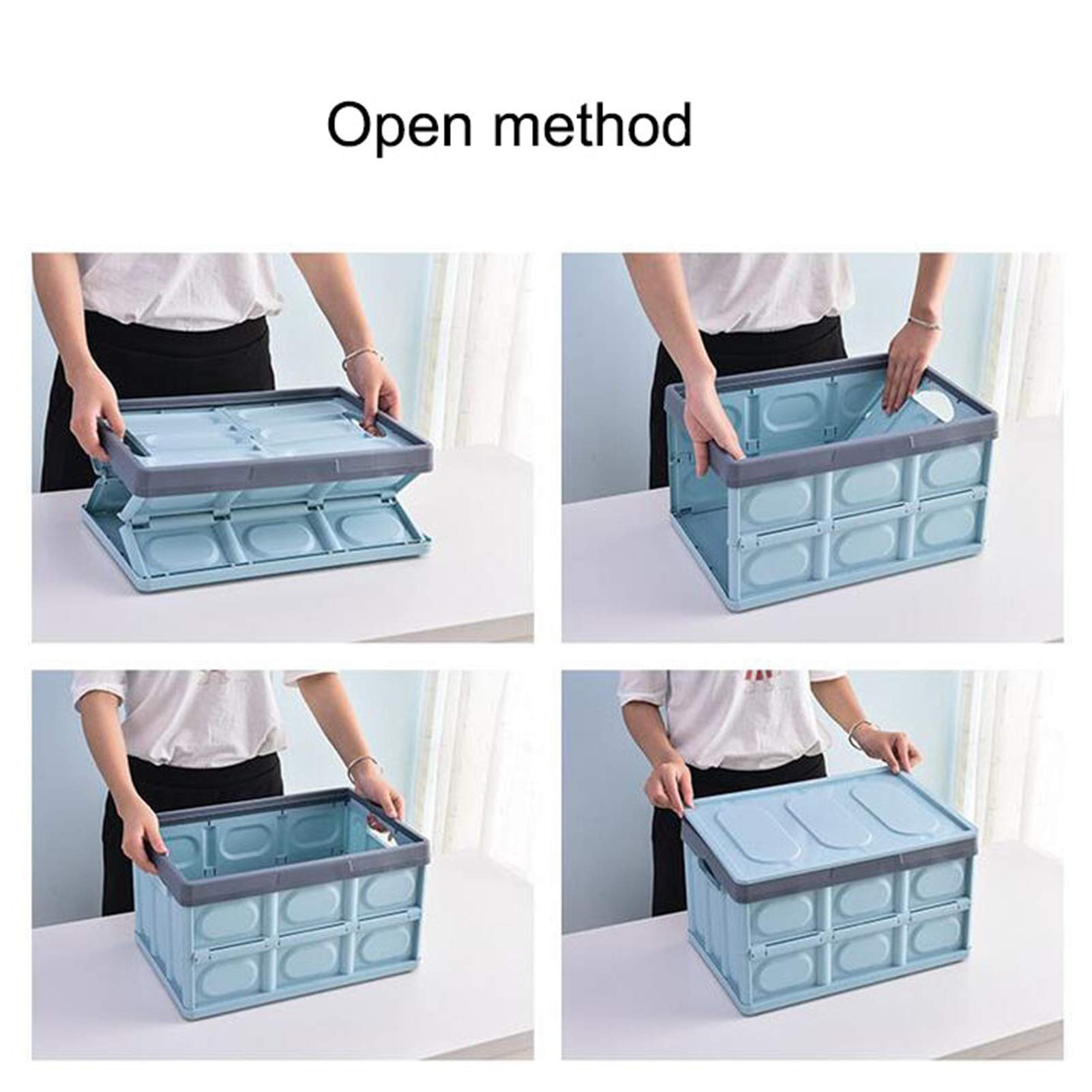Collapsible Plastic Storage Bins with Lids - Stackable Foldable Storage Boxes for Clothes, Toys, Books & Groceries (55L, Coffee Brown) - Perfect for Home Organization, Closet Storage & Garage Shelving