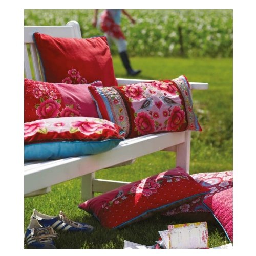 Premium Multi-Flower Pillow Cover in Red - Soft Decorative Cushion Case for Living Room, Bedroom & Sofa Decor