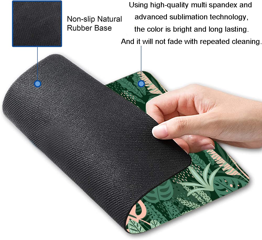 Premium Green Tropical Leaves Mouse Pad - Non-Slip Rubber Base, Waterproof Square Computer Mouse Mat for Office & Laptop - Perfect for Home, Work & Gaming Desks - Plant-Themed Workspace Accessory