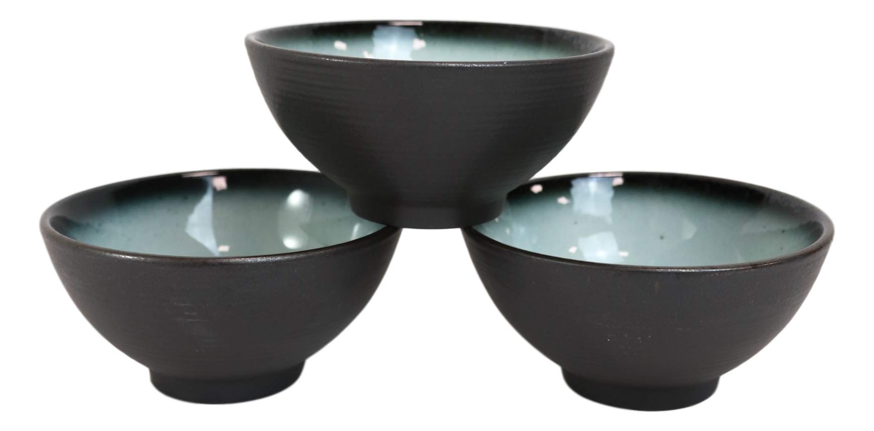 **Ebros Gift Porcelain Serveware Set - 6-Pack Artistic Ocean Zen Aquamarine Black Gradient Textured Bowls (10oz) - Perfect for Appetizers, Soup, Dessert & Rice - Ideal for Restaurants, Home Dining & Gifts**