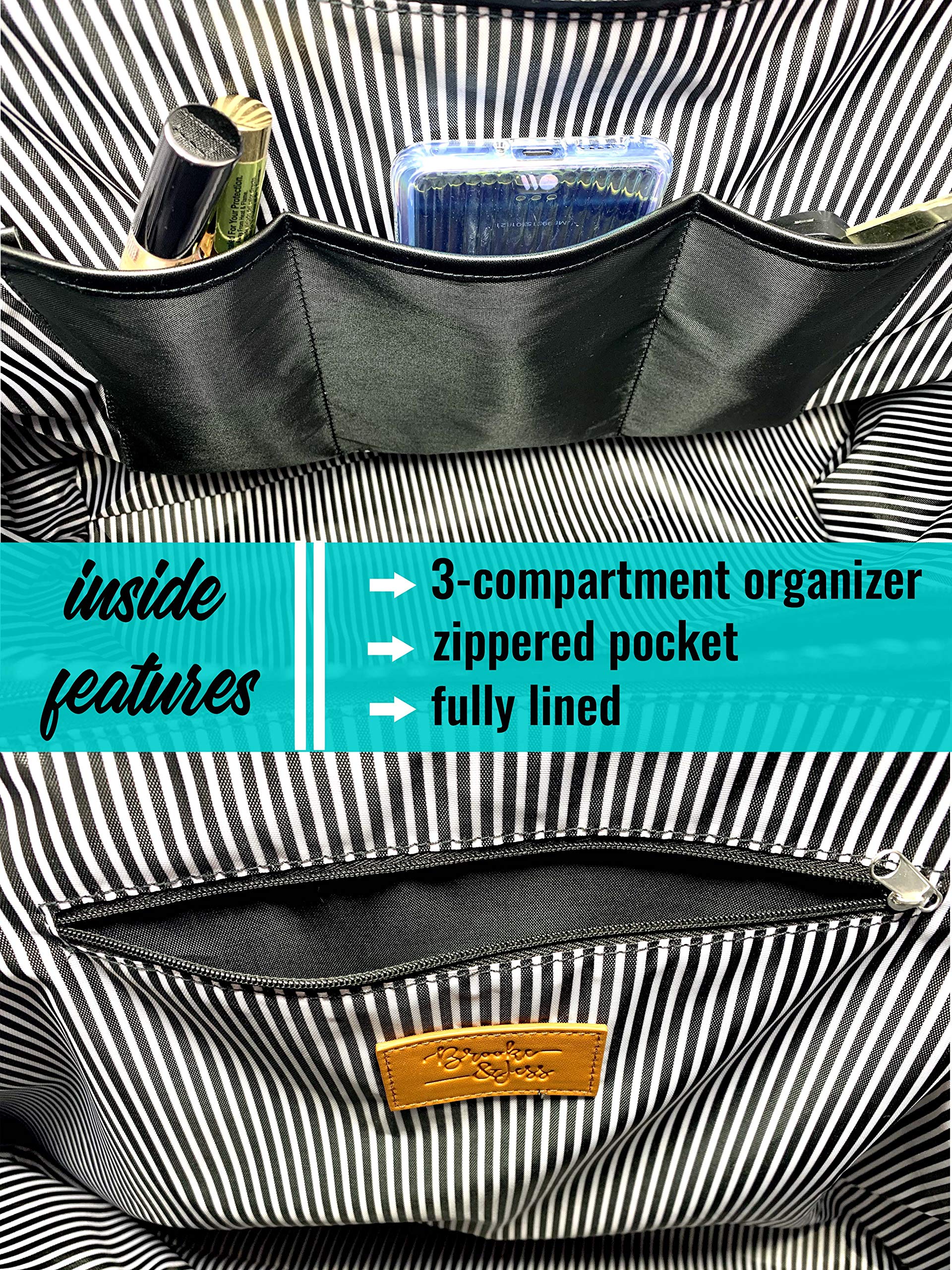 Brooke & Jess Designs Large Zippered Inspirational Tote Bags for Women - Christian Gift Ideas | Bible Study, Church, Work & Travel Tote