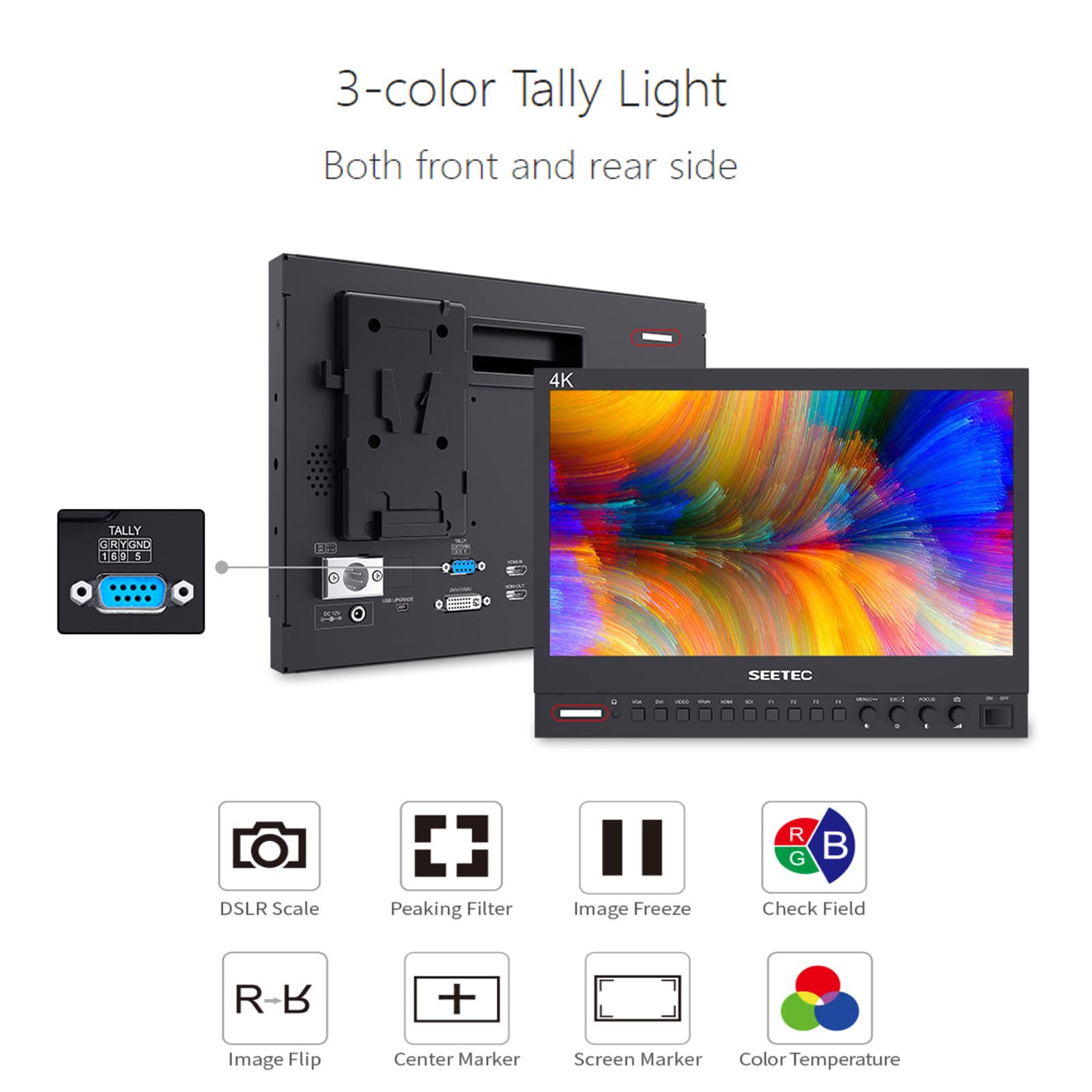 SEETEC P133-9HD 13.3-inch IPS Broadcast Monitor - Full HD 1920x1080 HDMI Production Monitor for Film Making, Vlogging & Mobile Live Streaming - Perfect for On-Set Monitoring, YouTube Content Creation and Professional Video Production