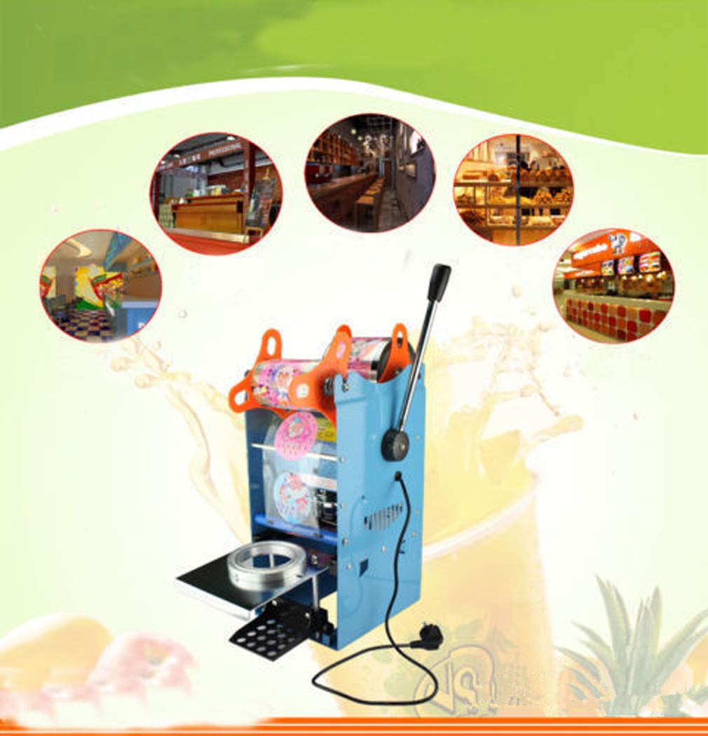 270W Electric Cup Sealing Machine for Coffee, Boba & Bubble Tea - Manual Pressure Lid Sealer (300-500 Cups/hr, 220V) - Perfect for Cafes, Juice Bars & Bubble Tea Shops
