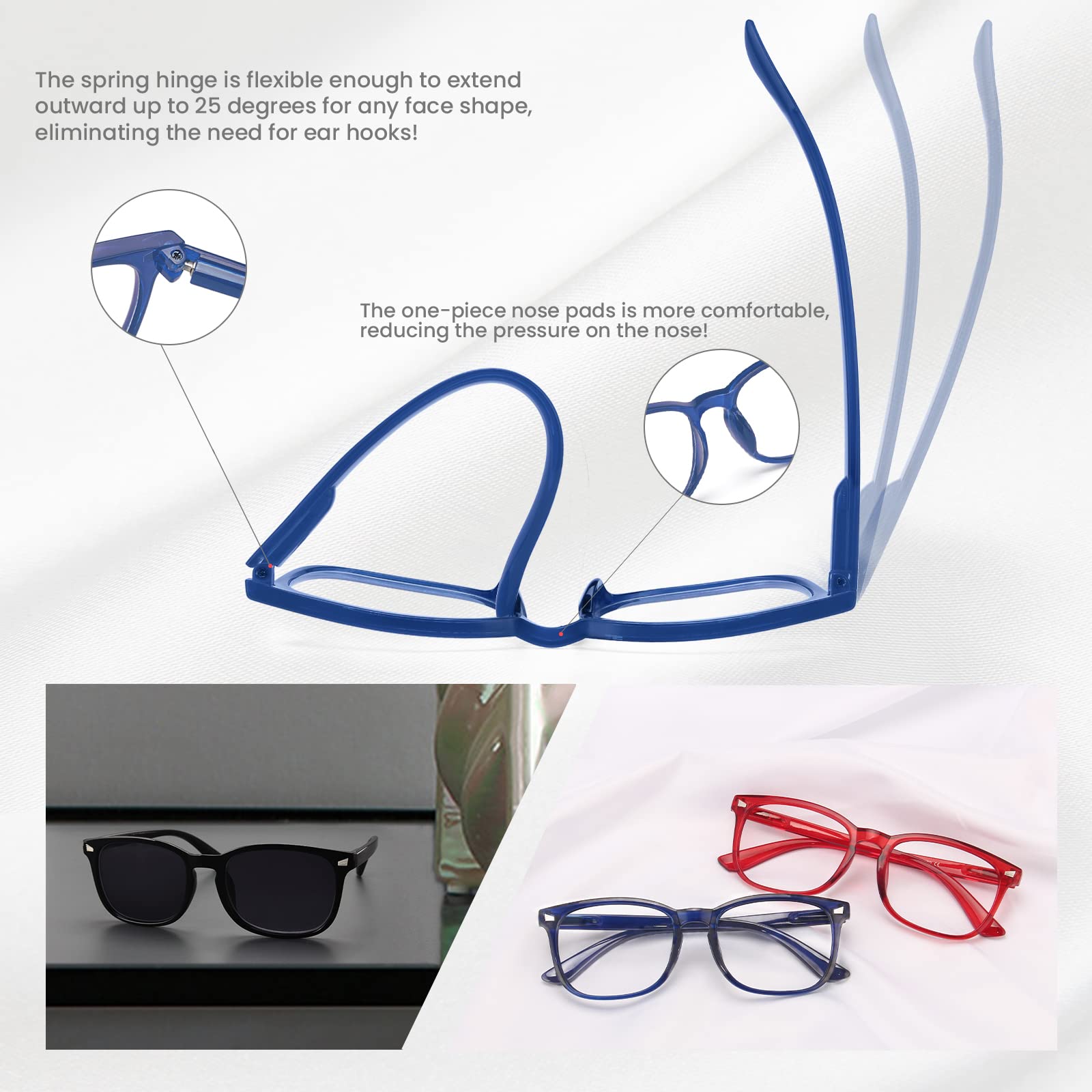 BLS BLUES Reading Glasses for Women & Men - Blue Light Blocking for Work & Screen Use