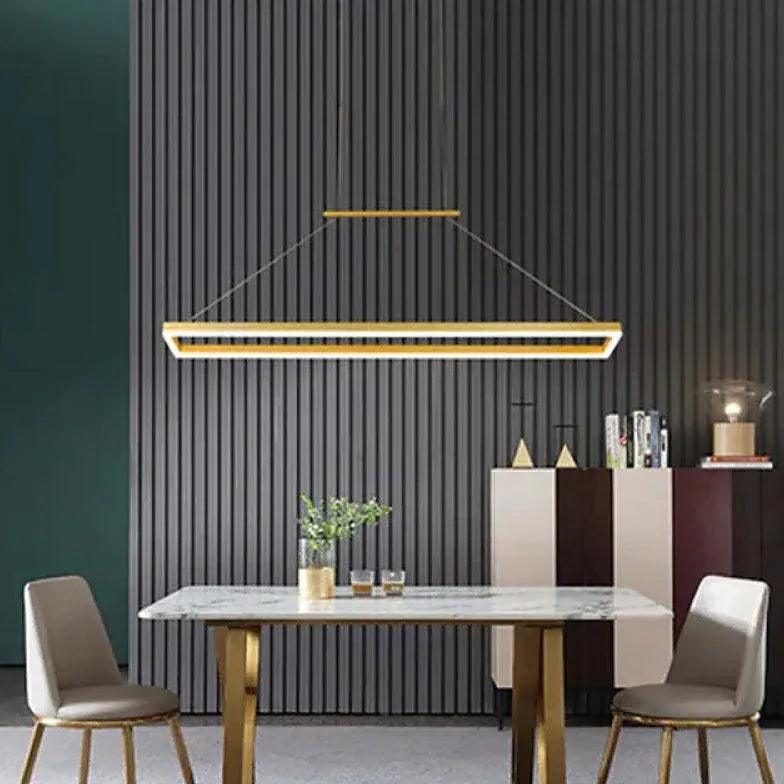 Modern Rectangular Coffee Metal LED Pendant Light - Industrial Chic Hanging Fixture for Kitchen Island, Dining Room & Office Lighting