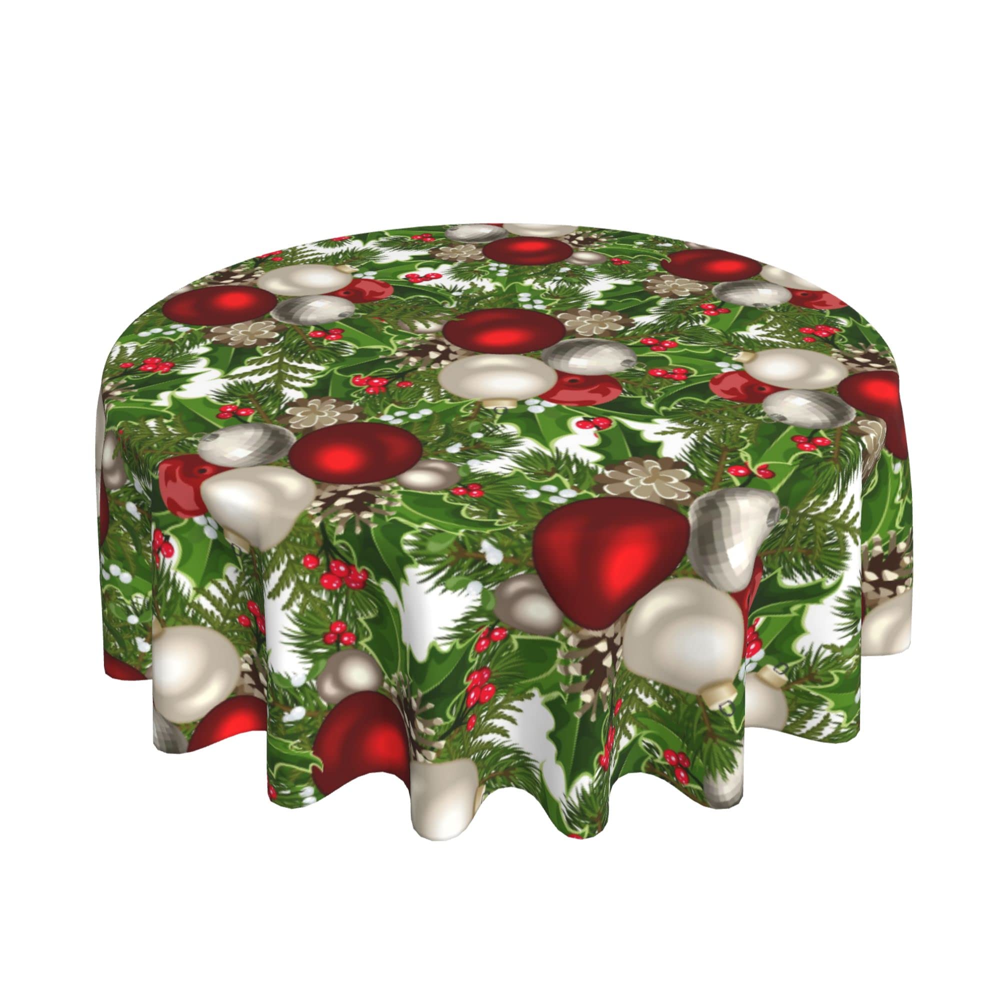 Snrfory 60 Inch Round Tablecloth - Holiday Christmas Party Decorations, Festive Dining Table Cover for Dinner Parties, Weddings & Home Decor