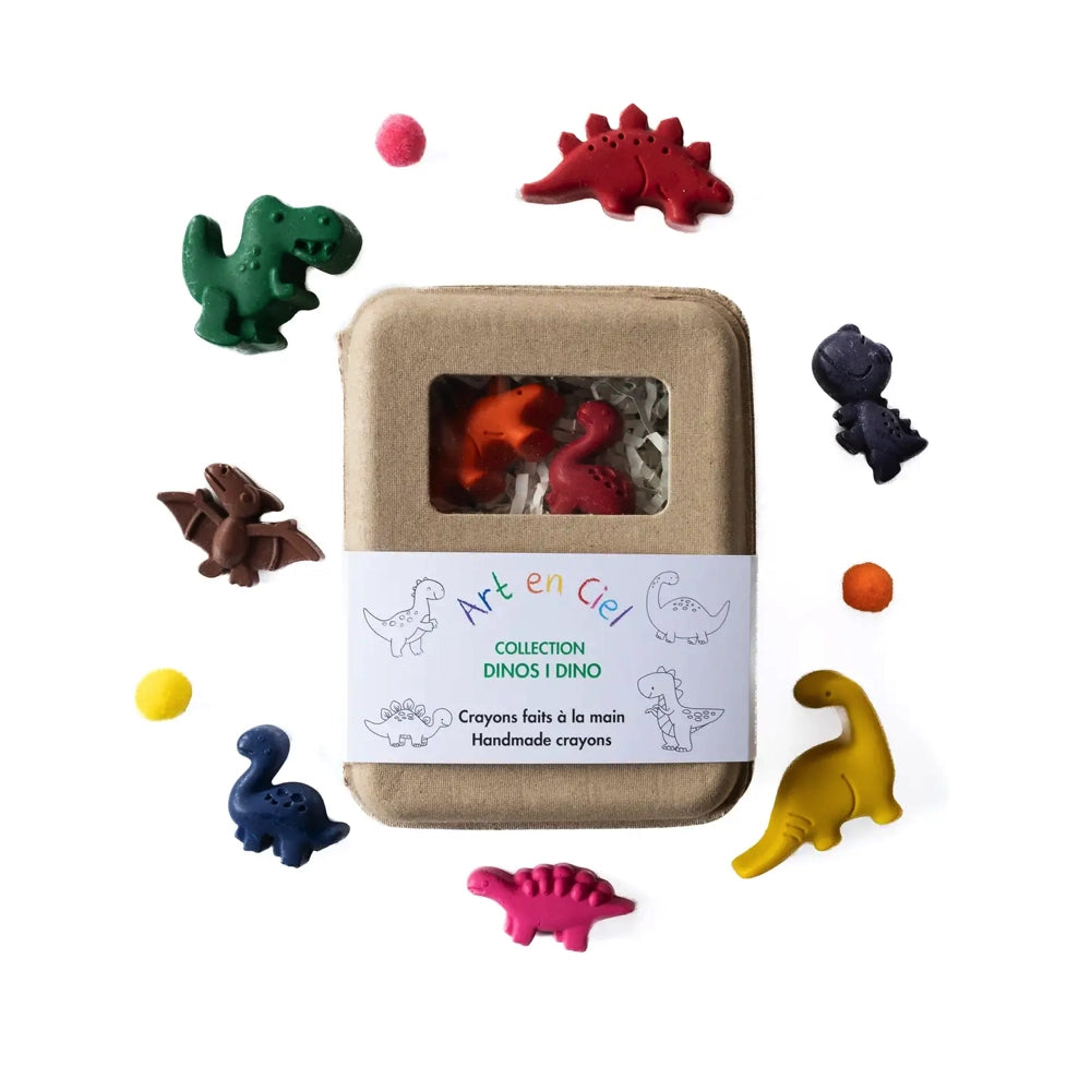 Art en Ciel Handmade Non-Toxic Dinosaur Shaped Crayons for Kids - Perfect for Drawing, Coloring Books & Creative Playtime Activities
