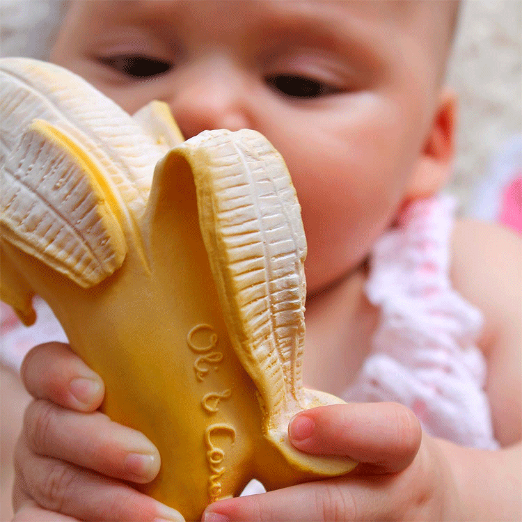 Ana the Banana Natural Rubber Baby Teether by Oli and Carol - Organic Teething Toy for Infants & Toddlers, Perfect for Soothing Sore Gums at Home or On-the-Go