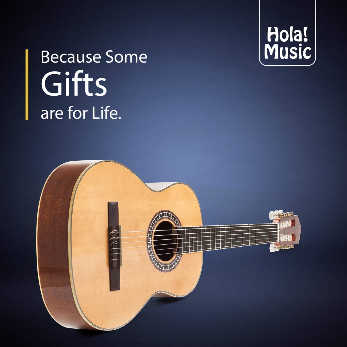 Hola! Music 3/4 Size 36 Inch Classical Guitar with Soft Nylon Strings | HG-36GLS Natural Gloss Finish | Includes FREE Padded Gig Bag | Perfect for Beginners, Students & Travel Musicians