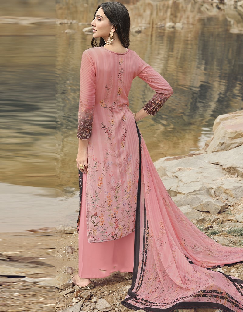Black Siya Crepe Digital Print Suit Palazzo - Elegant Women's Formal Outfit for Office Wear, Parties & Special Occasions