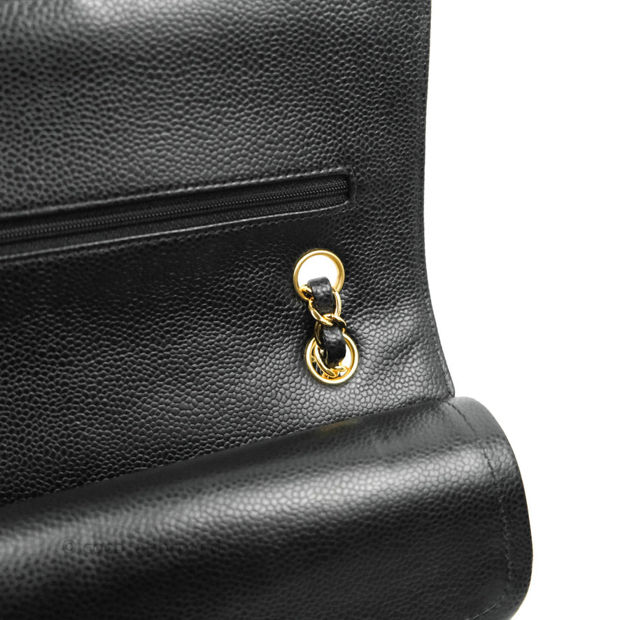Chanel Classic Double Flap M/L Black Caviar Gold Hardware Bag - Luxury Designer Handbag for Women | Perfect for Evening Events, Parties & Special Occasions