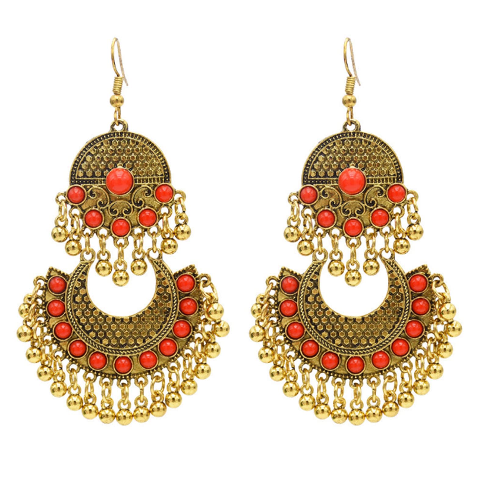 Vintage Boho Crystal Statement Drop Dangle Earrings - Handmade Bohemian Ethnic Beaded Charm Earrings for Women & Girls | Fashion Jewelry Gift for Parties, Weddings & Special Occasions